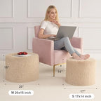 Hansleep Round Pouf Ottoman Foot Rest, 20 x 15 Inch - Image 2