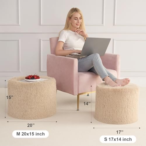 Hansleep Round Pouf Ottoman Foot Rest, 20 x 15 Inch - Image 2