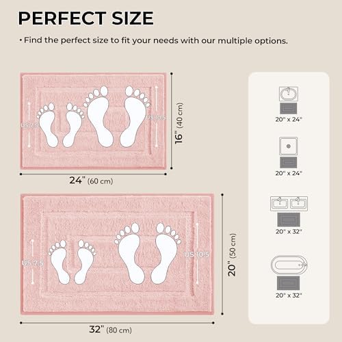 GRANNY SAYS Pink Bathroom Rugs Set 2 Piece, Non Slip Microfiber Bath Mats - Image 2