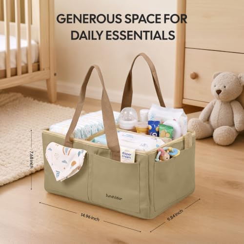 Large Canvas Baby Diaper Caddy Organizer - Image 2
