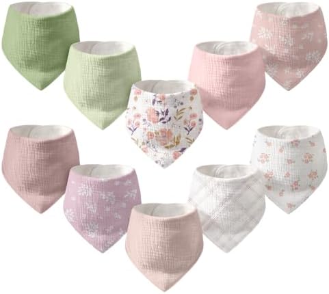 10 Pack Muslin Baby Bandana Bibs by CivaruaKids