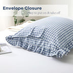 2PACK Dust Blue White Gingham Euro Pillow Shams 26''x26'' - Image 4