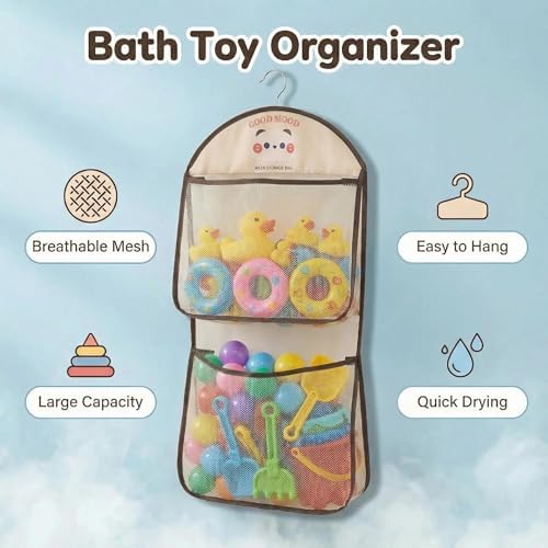 Good Mood Toddler Bath Toy Organizer, Large Capacity Baby Bathtub Toy Storage - Image 2