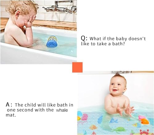 Secopad Bathtub Mat Non Slip, Cartoon Bath Tub Mat, Little Whale - Image 3