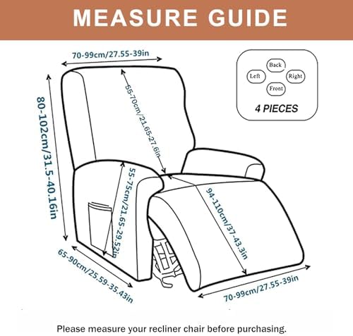 Recliner Chair Covers 4-Pieces Recliner Slipcovers Lazy Boy Chair Covers - Image 5