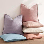 Foindtower Linen Solid Decorative Throw Pillow Covers 26x26 Inch Rose Pink - Image 6