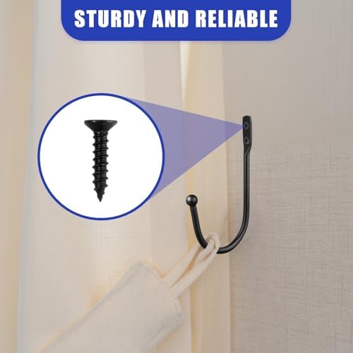 12PCS Curtain Tie Back Hooks, Metal Curtain Holdbacks Side Tiebacks Wall Mounted - Image 7