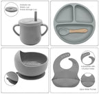 Silicone Baby Feeding Set Moon Gray Infant Tableware Collection - Image 3