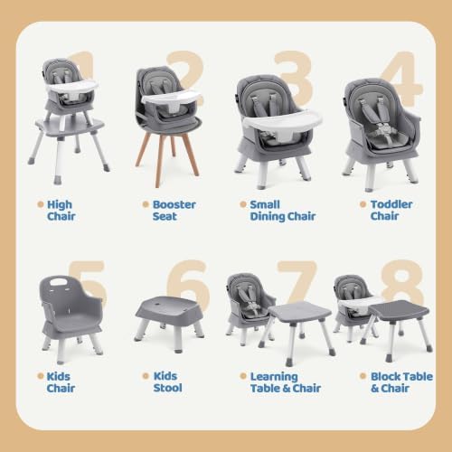 HARPPA Moro High Chair, 8-in-1 Convertible Baby Feeding Chair - Image 3