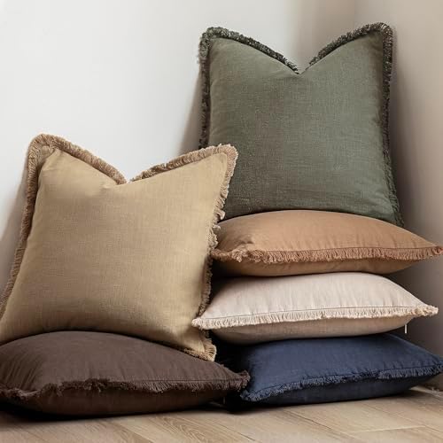 Foindtower Decorative Linen Fringe Lumbar Throw Pillow Covers Cozy Boho - Image 6