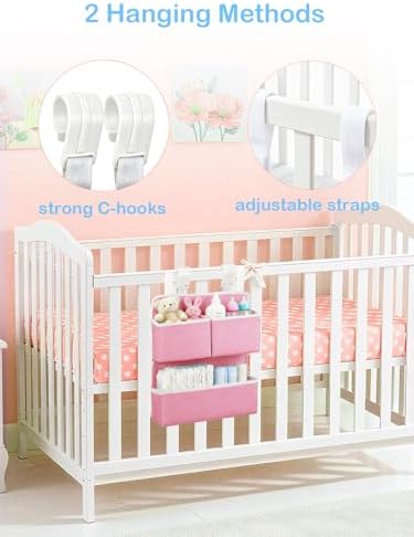 Hanging Diaper Organizer for Bassinet/Crib/Playpen/Playard – Hold 80+ Diapers - Image 2
