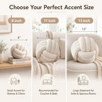 Petrella Beige Knot Pillow Ball, 8 Inch Decorative Pillow - Image 2