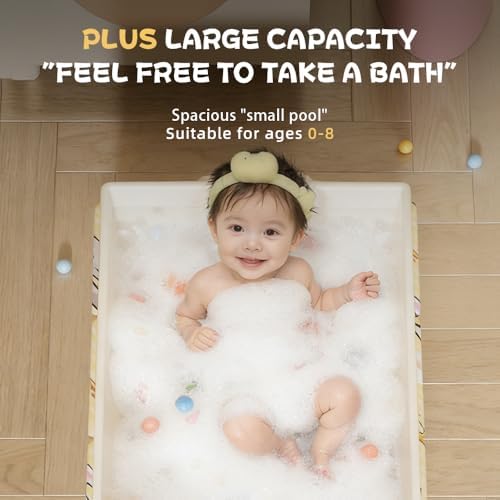 Foldable Baby Bathtub with Cute Animal Print, Portable Infant Bath Tub - Image 4