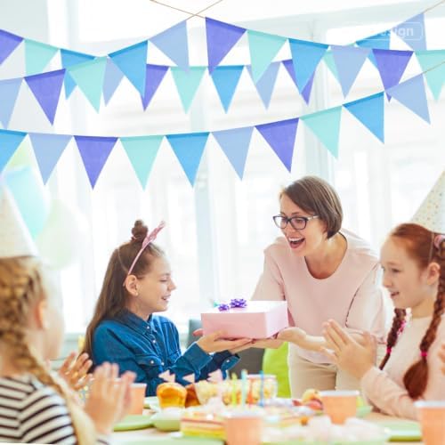 G2PLUS Pennant Banner Triangle Flag Bunting Garland Blue Banner Flags 36PCS - Image 4