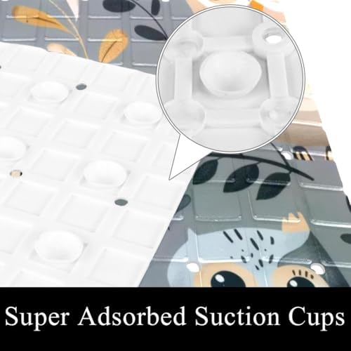 Shower Mat Non Slip 26.8 x 15.1 Inches, Cute Owls Bathtub Mat Shower Stall Mats - Image 3