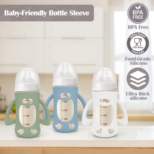 BUSOHA 3 Pack Silicone Sleeves for Pigeon 8oz Glass Baby Bottle - Image 4