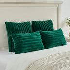 FUTEI Pack of 2 Faux Fur Throw Pillow Covers 22x22 Inch, Emerald Green - Image 5