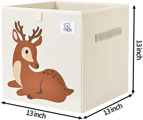 13 Inch Animal Cube Storage Bins, Foldable Fabric Kids Toy Box & Toy Chest - Image 2