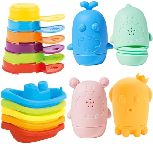 Baby Bath Toys for Kids, Spoons & Sensory Silicone Bath Toys, Bathtub Water by AMCHSURI
