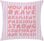 You are Affirmation Pink Striped Pillow Cover 18x18, Nursery Inspirational by Unknown