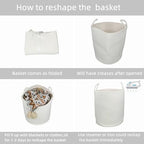 XUANGUO White Cotton Rope Laundry Basket Hamper - Image 7