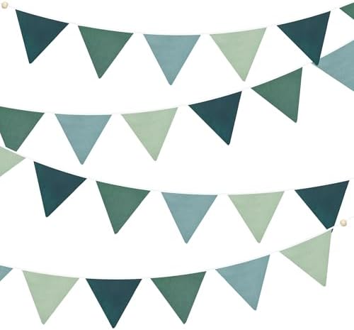 2 Sets of Gradient Dark Green Pennant Banner 24Pcs Nursery Garland Flags Sage by pinkblume