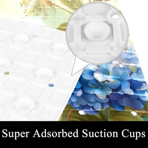 Bathtub Mat Non Slip 26.8x15.1 Inch, Hydrangea Flower Butterflies Shower Mat - Image 3