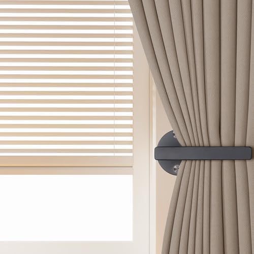 2 Pack Adhesive Curtain Holdbacks, Wood Curtain Tiebacks - Image 2