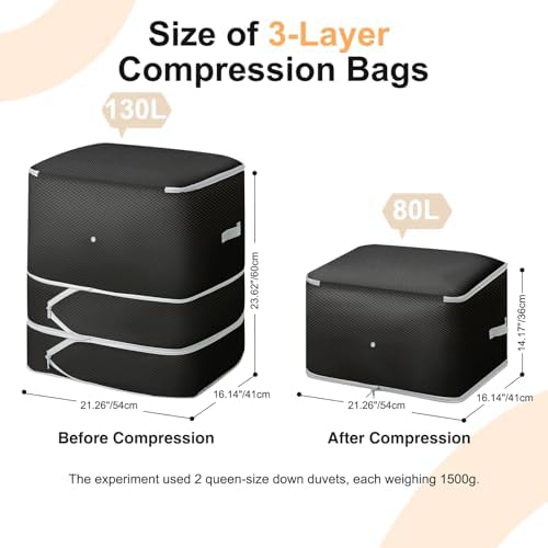 Comforter Storage Bag -130L Large Capacity Blanket Storage Bags 3-Layer Ultra - Image 2