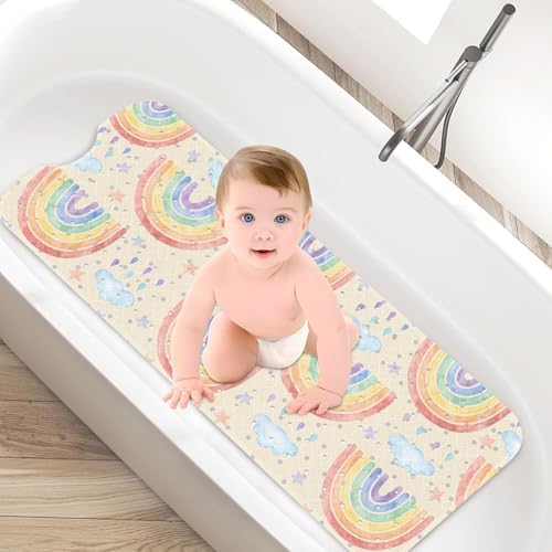 Bathtub Shower Mat 40X16 Inch, for Toddler, Rainbow Boho - Image 4