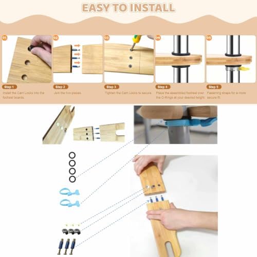 High Chair Footrest, Non-Slip Adjustable Natural Bamboo Wooden Footrest - Image 4