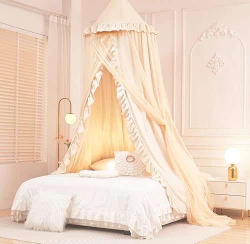 Mengersi Bed Canopy for Girls Kids, Double Canopy Bed Curtains Round Dome - Image 2
