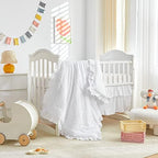 Tufted Ruffle Crib Bedding Set 3 Pieces Baby Boho Quilted Comforter - Image 3