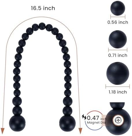KLOGTSIND Magnetic Curtain Tiebacks, 2 Pack Wood Bead Curtain Holdbacks - Image 3