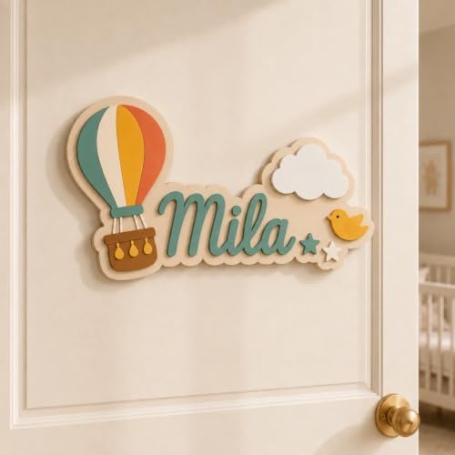 Custom Wooden Name Sign for Baby Nursery, Kids Room Door & Wall Decor by Unknown