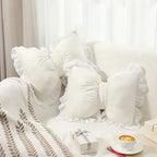 Yousoontic 2 Pcs Bow Throw Pillows 15.7x12.6 in, Waffle Weave Fabric - Image 4