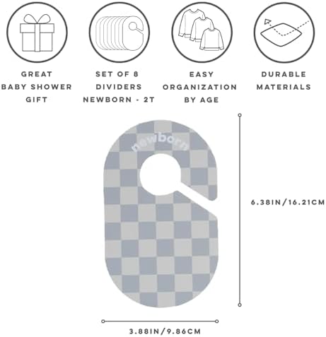 3 Sprouts Baby Closet Dividers, Newborn to 2T, Checkerboard, 8 Piece Set - Image 3
