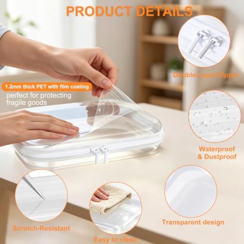 Clear Hard Shell Zipper Case, Crush-Proof Clear Zipper Pouches, TSA Approved - Image 3
