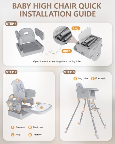Baby High Chair for 6 Months+, Foldable High Chairs for Babies and Toddlers - Image 2