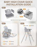 Baby High Chair for 6 Months+, Foldable High Chairs for Babies and Toddlers - Image 2