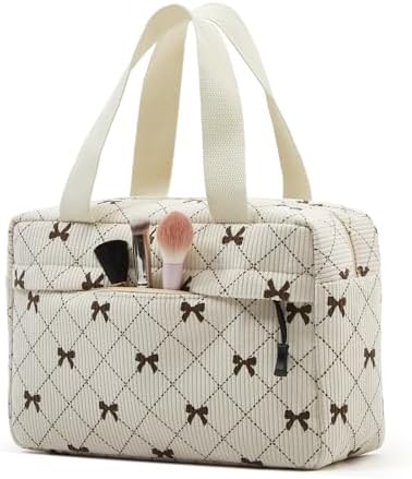 Large Makeup Bag for Women Corduroy Cosmetic bag Make up Bags Zipper Pouch - Image 2