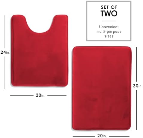 Clara Clark 2 Piece Bathroom Rugs, Velvet Memory Foam Bath Mat Set, Non-Slip - Image 2