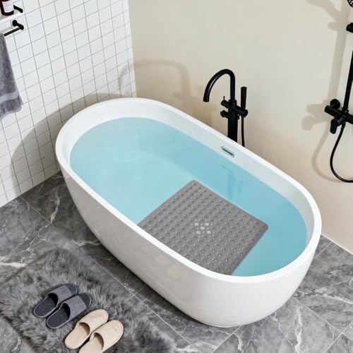 Anti-Slip Bathtub Shower Mat 21×21 Inch Opaque Gray - Image 4