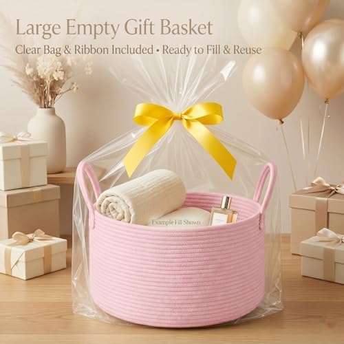 Large Gift Basket Empty to Fill Kit, Woven Rope Basket - Image 2
