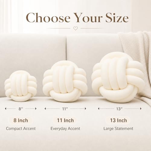 Petrella Cream Knot Pillow Ball, 11 Inch Round Decorative Pillow - Image 3