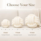 Petrella Cream Knot Pillow Ball, 8 Inch Decorative Pillow - Image 3