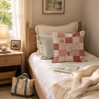 Shabby Chic Rose Patchwork Throw Pillow Cover 18x18 - Image 4
