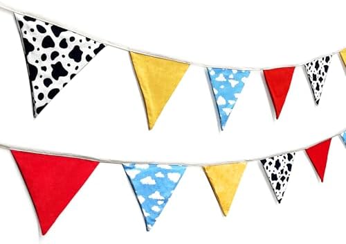 2 Sets of Cartoon Story Party Decorations Nursery Garland 24Pcs Red Blue Yellow - Image 4