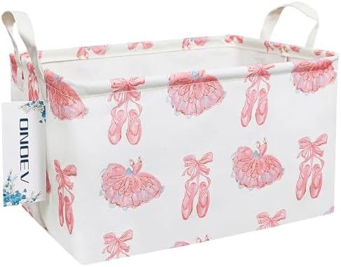 Rectangular Pink Ballerina Storage Bin, Closet Organizer Basket by ONOEV