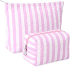 Huhumy 2 Pcs Makeup Bag Set for Women, Wide Stripe by Huhumy